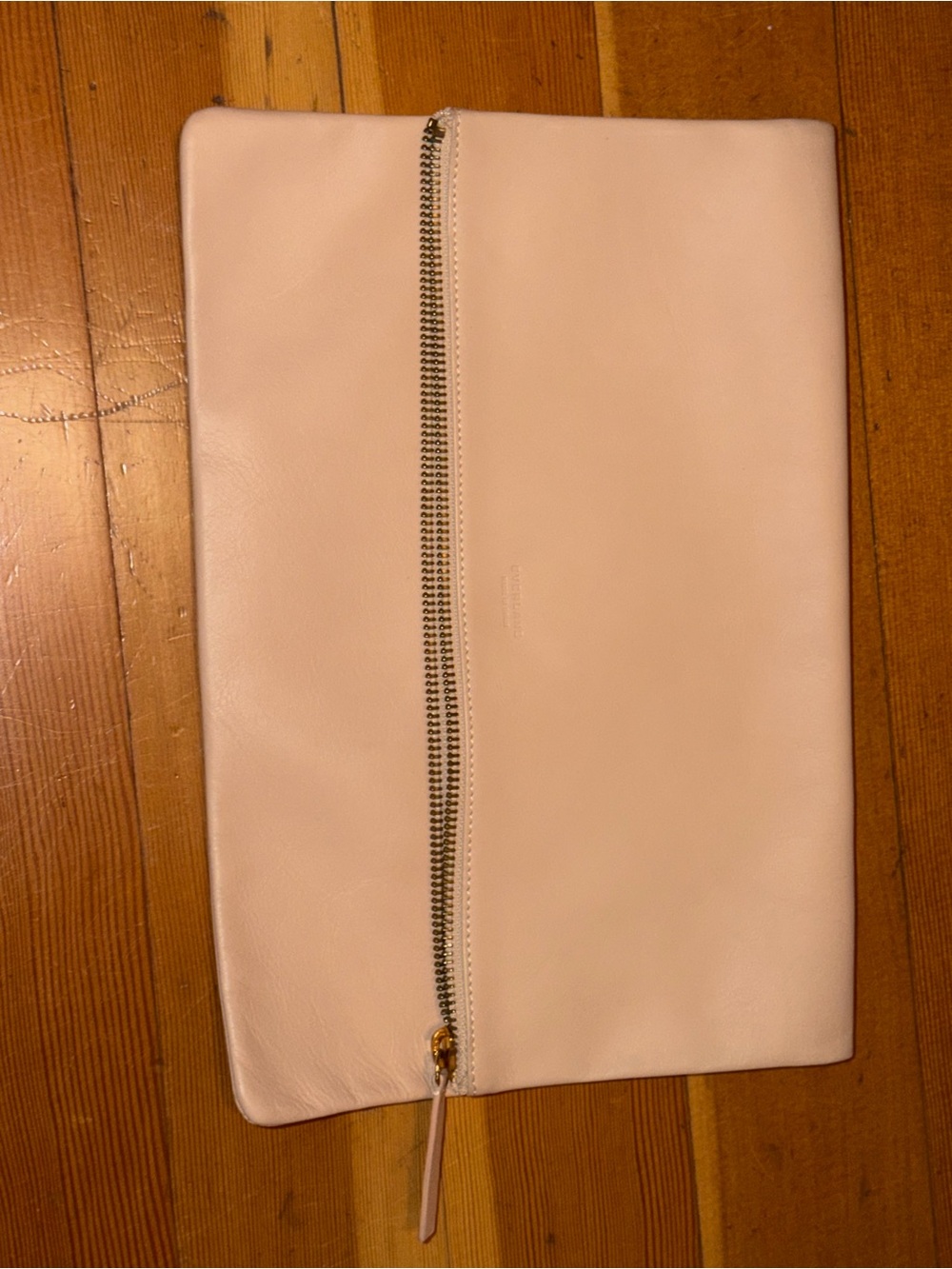 Everlane Dusty Blush Pink Leather Zip Clutch